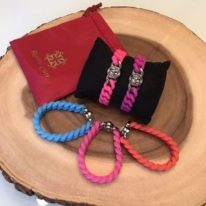 Mixed Color Rustic Cuff Rubber & Stainless Set